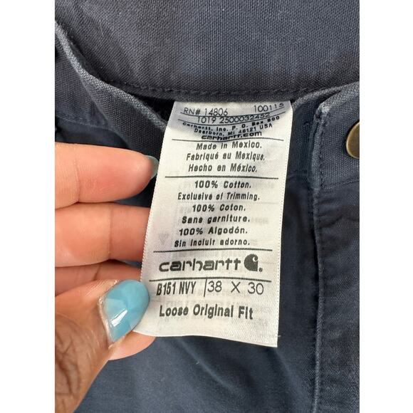 Carhartt Pants Navy Blue Utility Work Loose Original Fit Straight Leg Size 38x30 - Picture 2 of 13